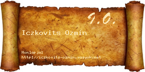 Iczkovits Ozmin névjegykártya